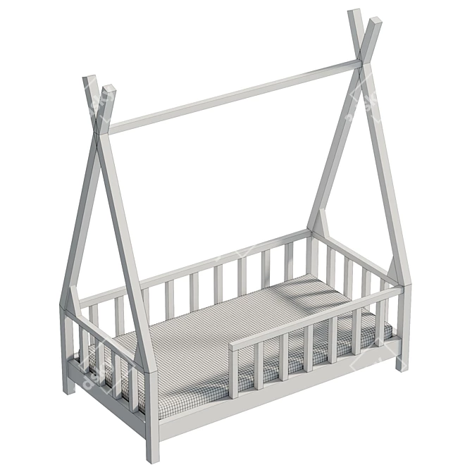 Premium Wood Kids House Bed 3D model image 6