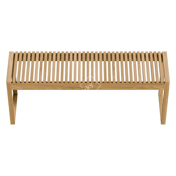 Bamboo Wooden Bench 47x120cm 3D model image 3