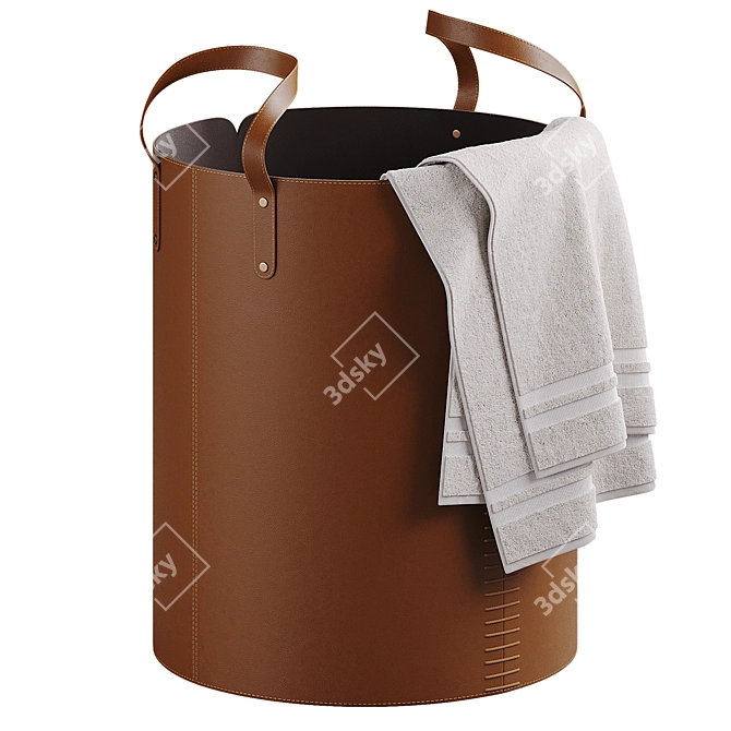  Leather Laundry Basket Set 3D model image 3