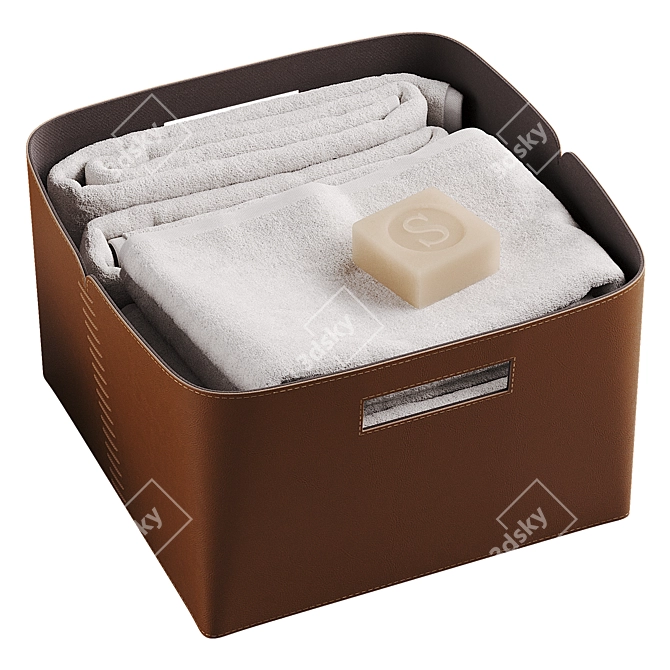  Leather Laundry Basket Set 3D model image 4