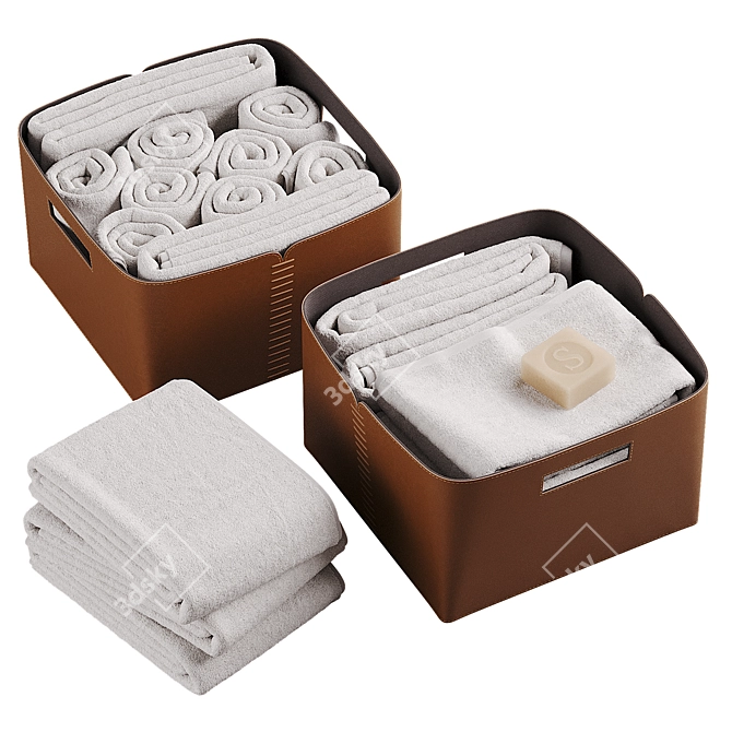  Leather Laundry Basket Set 3D model image 5