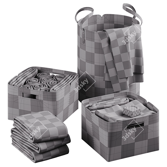  Leather Laundry Basket Set 3D model image 7