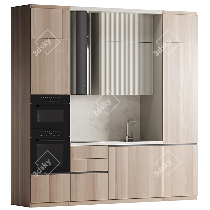 Modern Kitchen Set with Appliances 3D model image 2