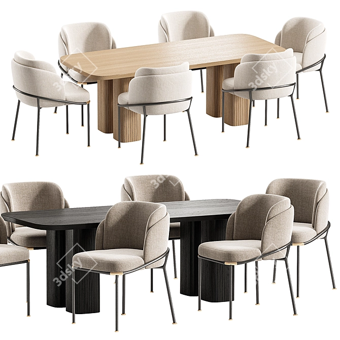 Modern Dining Set with Chairs 3D model image 1