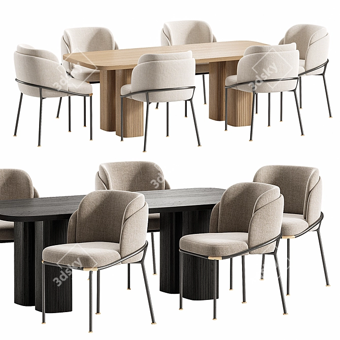 Modern Dining Set with Chairs 3D model image 4