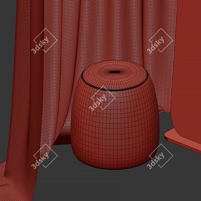 Round Dressing Room with Mirror 3D model image 3