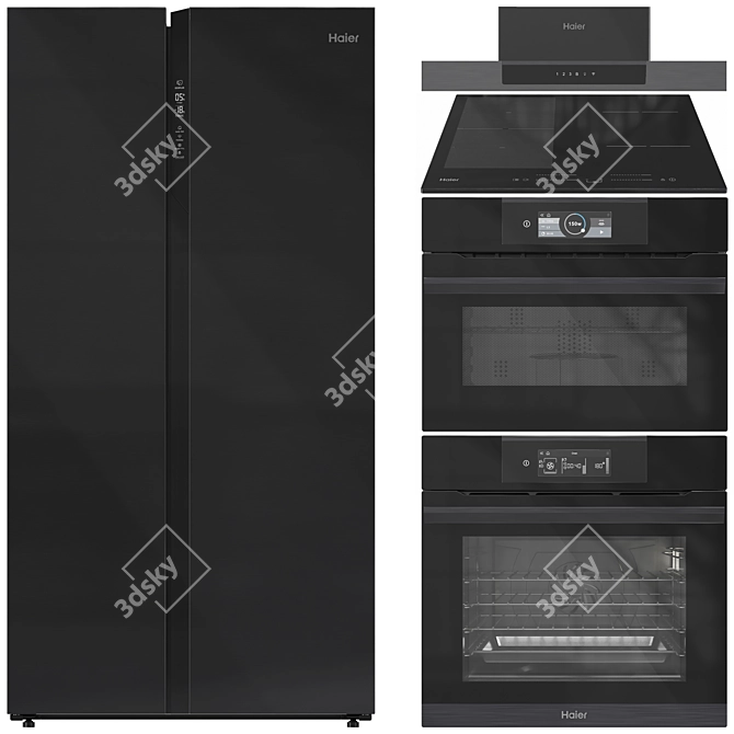 Functional Haier Appliance Set 3D model image 1