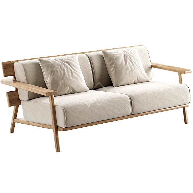 Contemporary 2-Seater Outdoor Sofa 3D model image 3