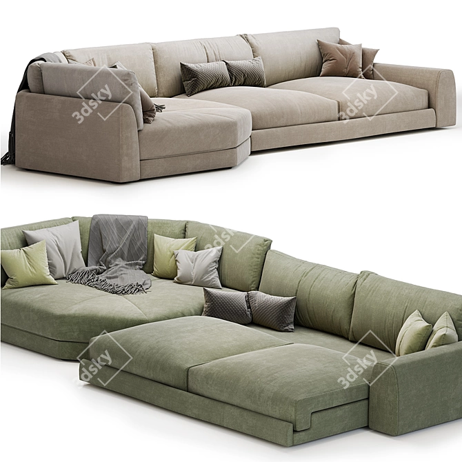 Island Grey Blue Corner Sofa 3D model image 3