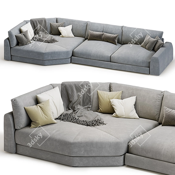 Island Grey Blue Corner Sofa 3D model image 4