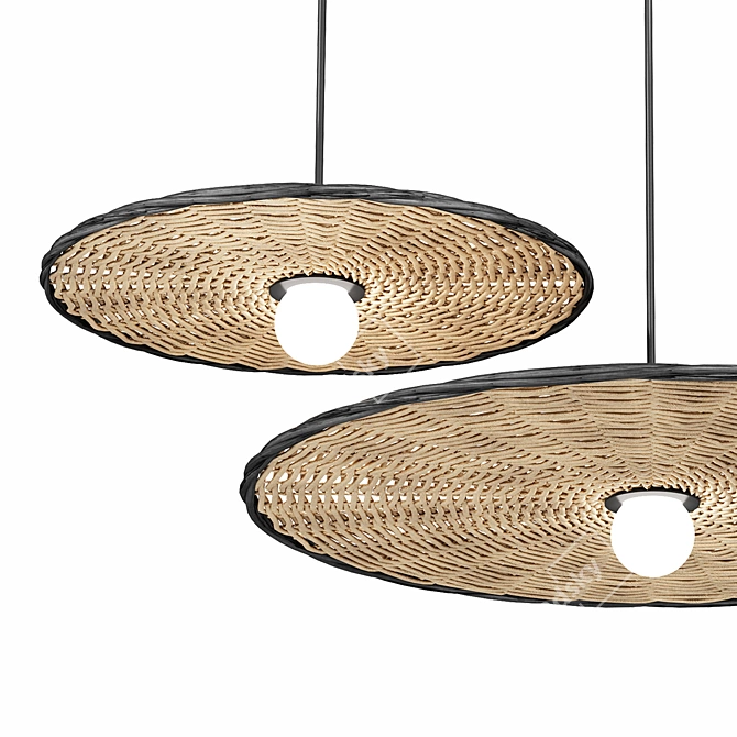 Rattan Pendant Light 100cm Wide 3D model image 2