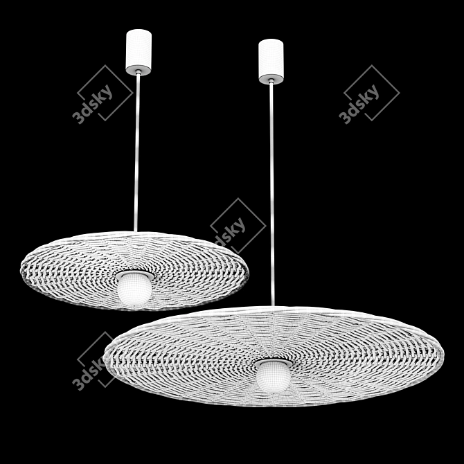 Rattan Pendant Light 100cm Wide 3D model image 4