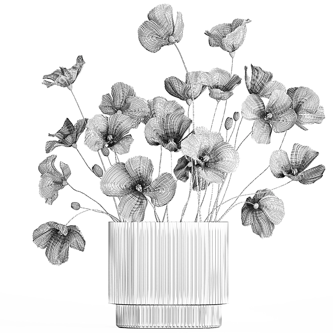 Field Flowers Bouquet in Vase 3D model image 6