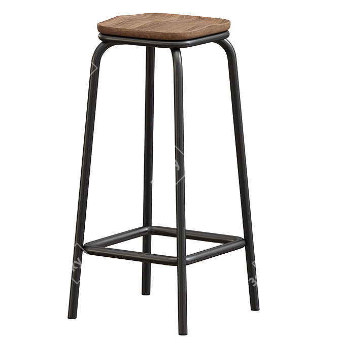 Modern Adjustable Swivel Bar Stool 3D model image 3