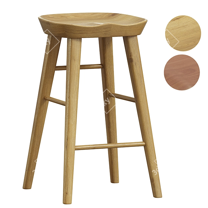 Modern Velvet Counter Stool 3D model image 1