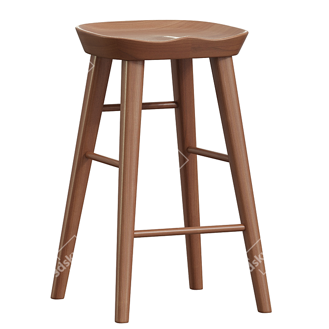 Modern Velvet Counter Stool 3D model image 3