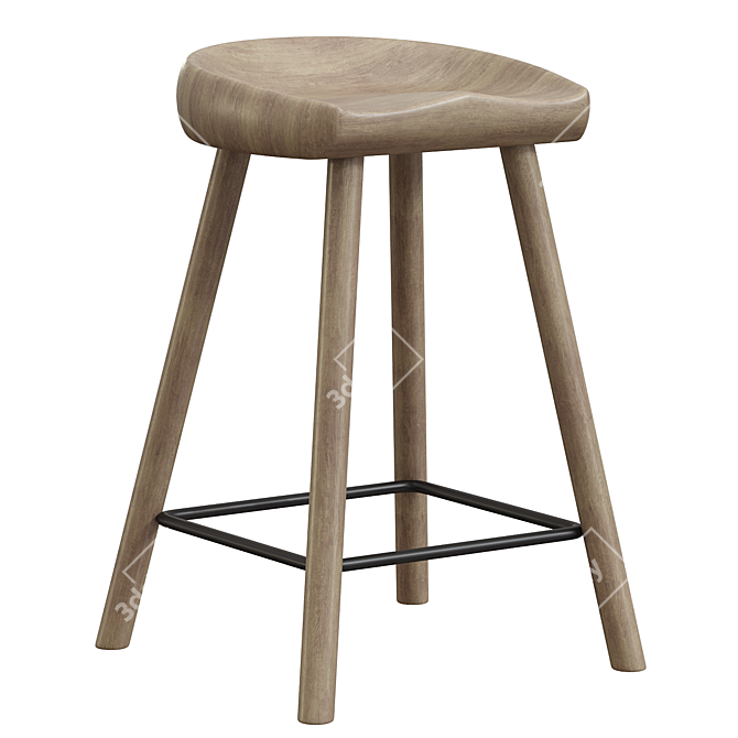  Sleek Modern Counter Stool 3D model image 1