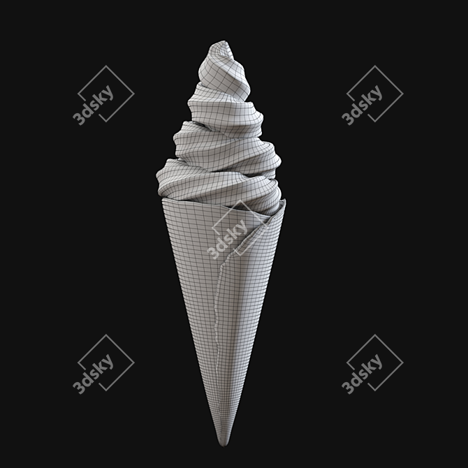 Title: Triple Color Ice Cream Cone 3D model image 7