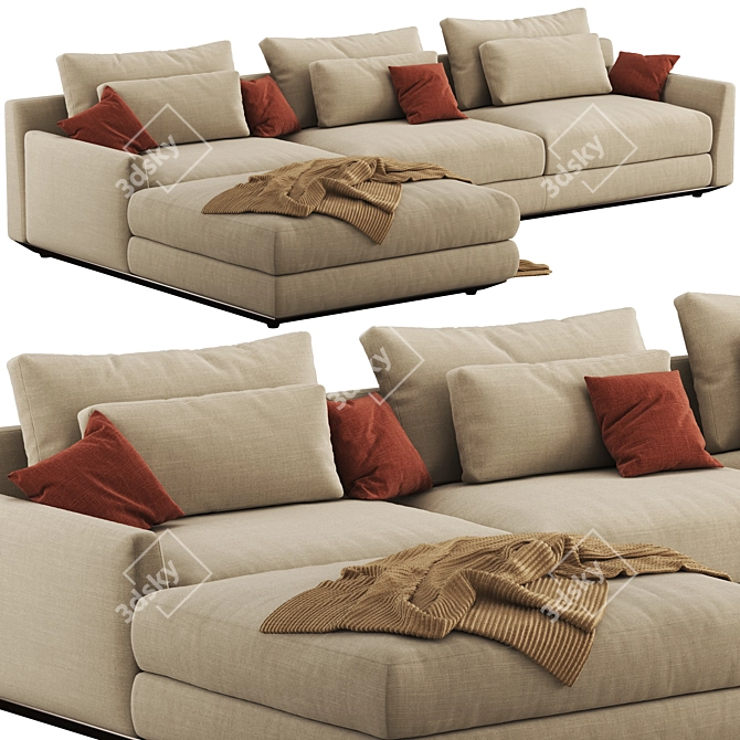 Stylish Ellington Sectional Sofa 3D model image 1