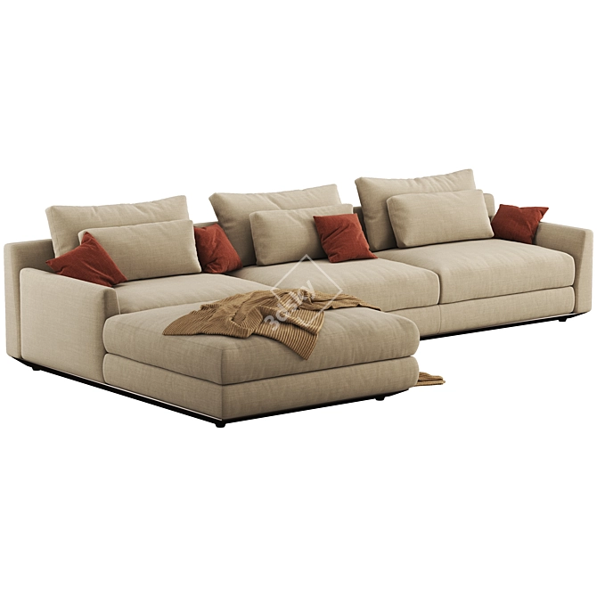 Stylish Ellington Sectional Sofa 3D model image 2