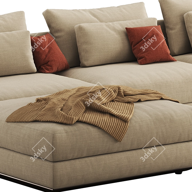 Stylish Ellington Sectional Sofa 3D model image 3