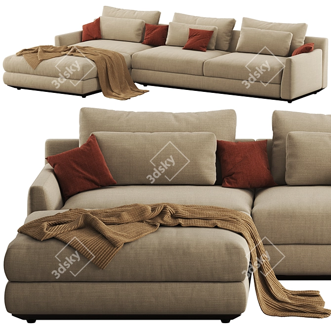 Stylish Ellington Sectional Sofa 3D model image 4