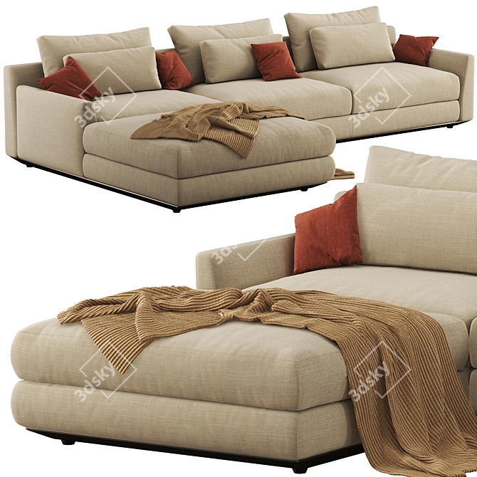 Stylish Ellington Sectional Sofa 3D model image 5