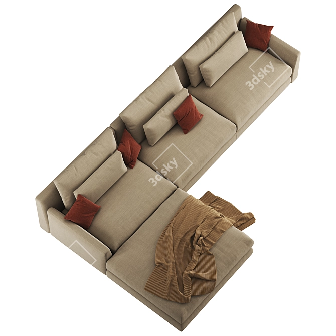 Stylish Ellington Sectional Sofa 3D model image 6