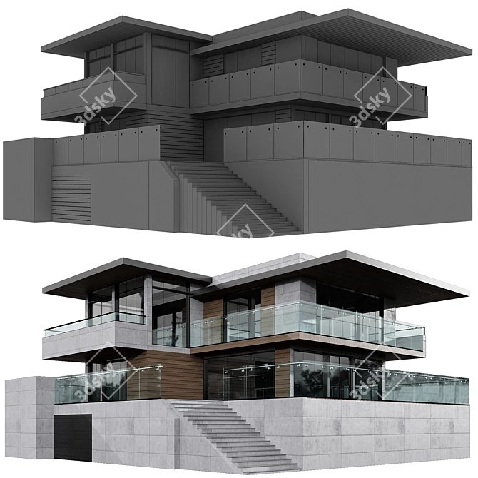 Modern Villa No20 Model Kit 3D model image 6