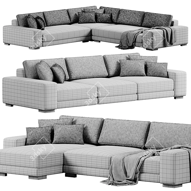 Modern L-Shaped Sofa by Crateandbarrel 3D model image 6