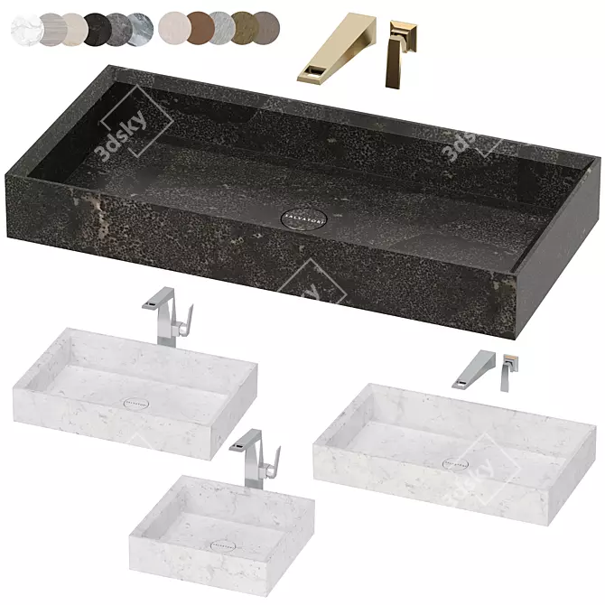 Luxury Marble Washbasin Set 3D model image 1