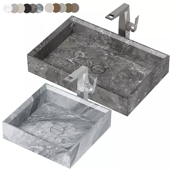 Luxury Marble Washbasin Set 3D model image 3