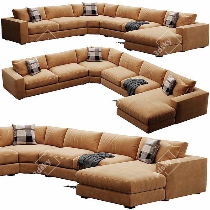 Contemporary Sectional Sofa Set 3D model image 1