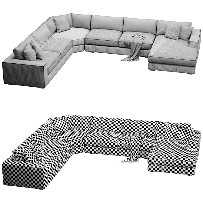 Contemporary Sectional Sofa Set 3D model image 4