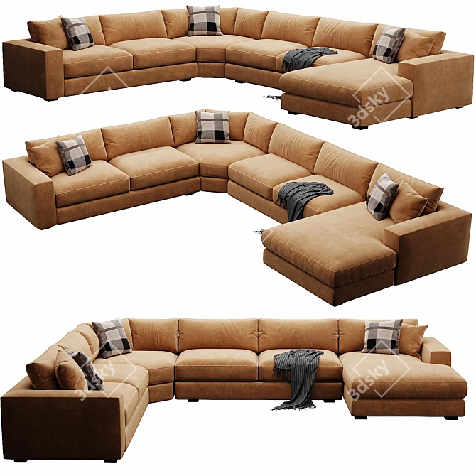 Contemporary Sectional Sofa Set 3D model image 5