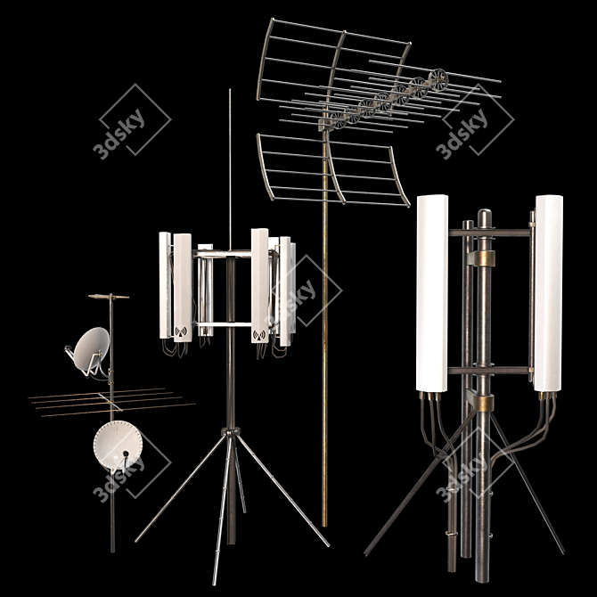  4K PBR Communication Antenna Pack 3D model image 1