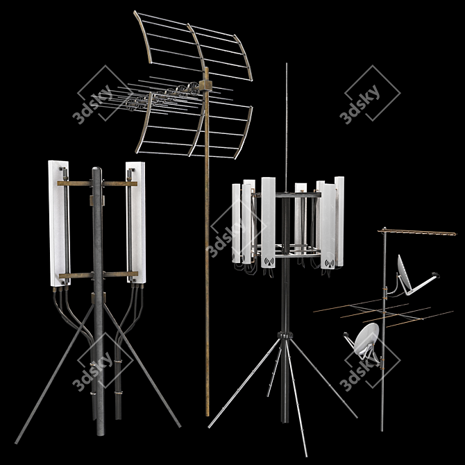  4K PBR Communication Antenna Pack 3D model image 2