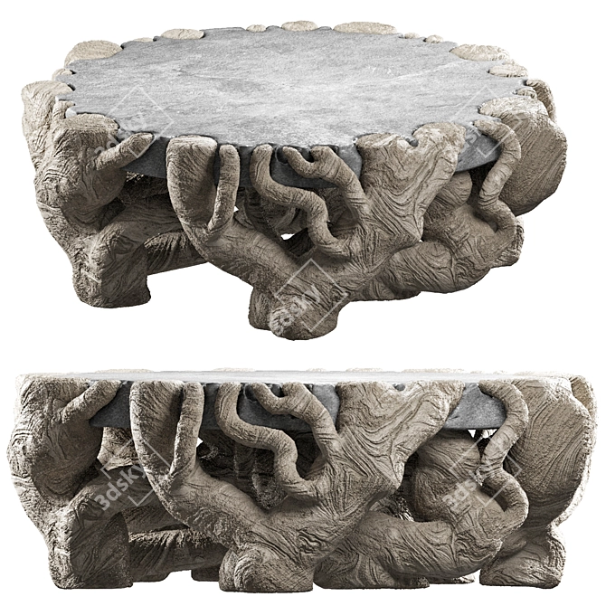 Stone Garden Table Custom Made 3D model image 1