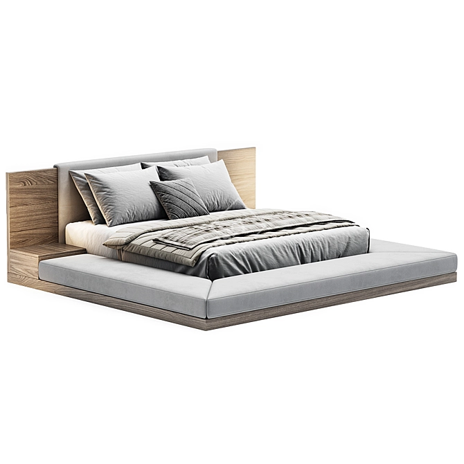 Modern Fabric Upholstered Platform Bed 3D model image 2