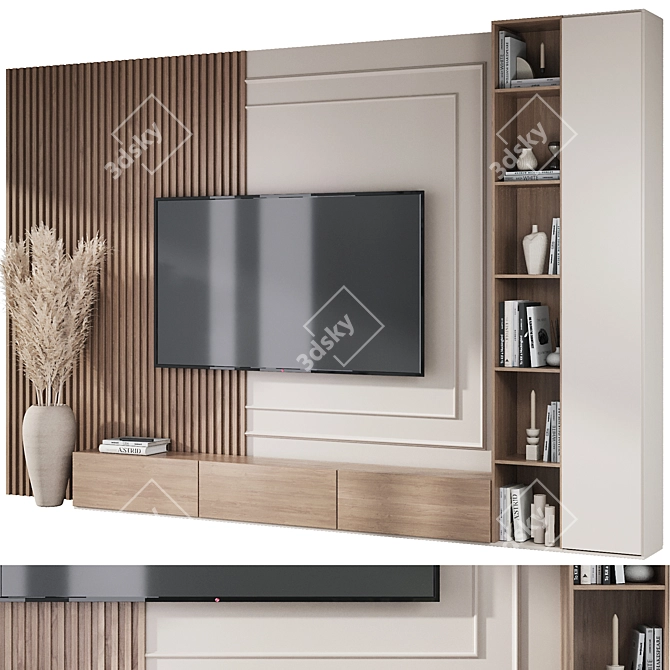 Modern TV Wall Decor Set 3D model image 1