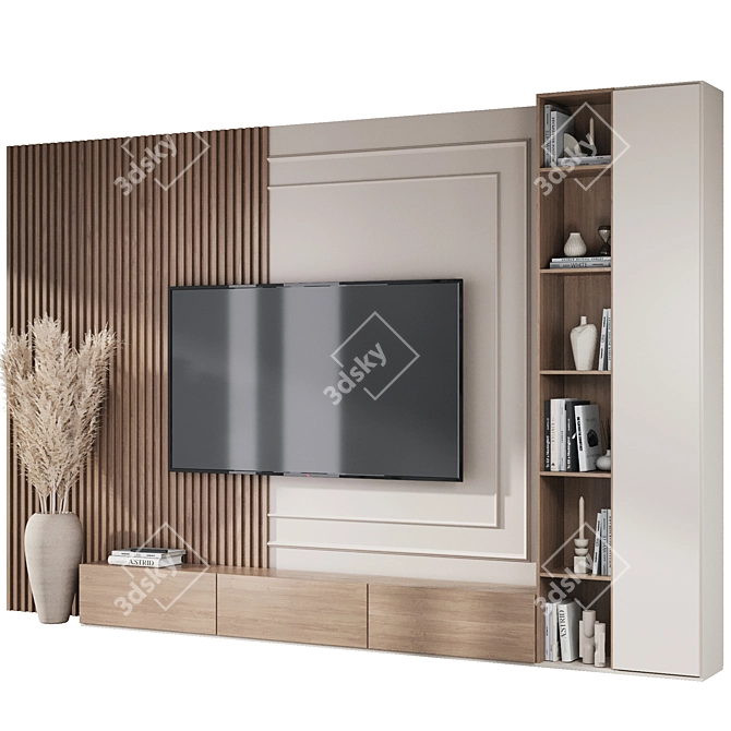 Modern TV Wall Decor Set 3D model image 2