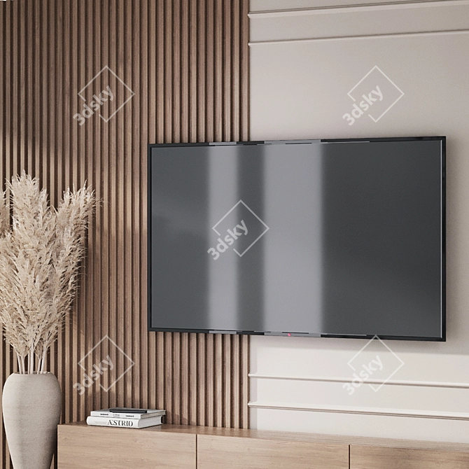 Modern TV Wall Decor Set 3D model image 4