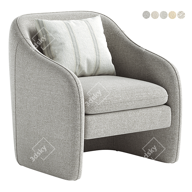 Elegant Bajram Upholstered Armchair 3D model image 2