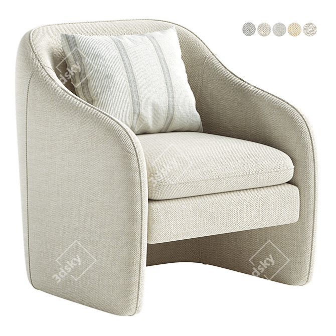 Elegant Bajram Upholstered Armchair 3D model image 3