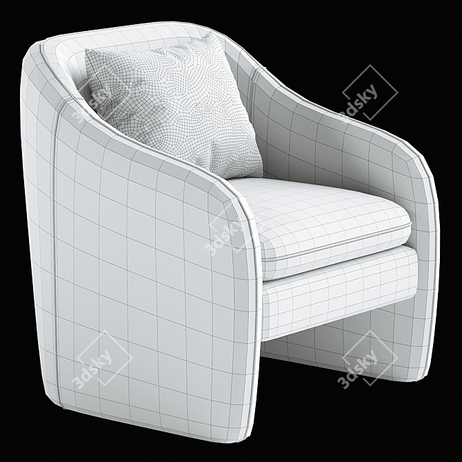 Elegant Bajram Upholstered Armchair 3D model image 6