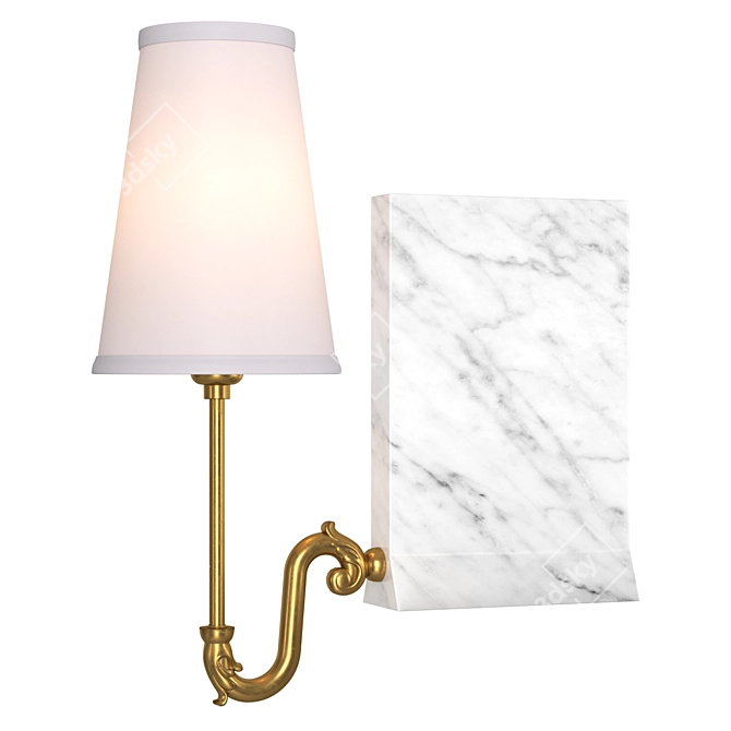 Contemporary Bookshelf Sconce: Marble & Brass 3D model image 4