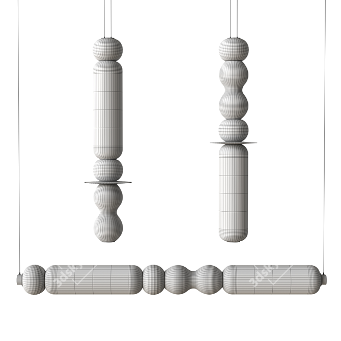 Handcrafted Wave Chandelier Design 3D model image 3