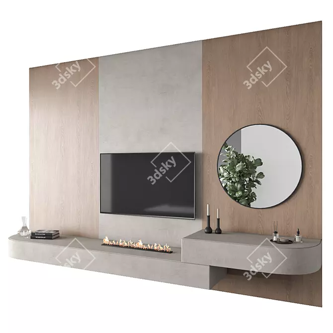 Modern TV Wall Interior Model 3D model image 1