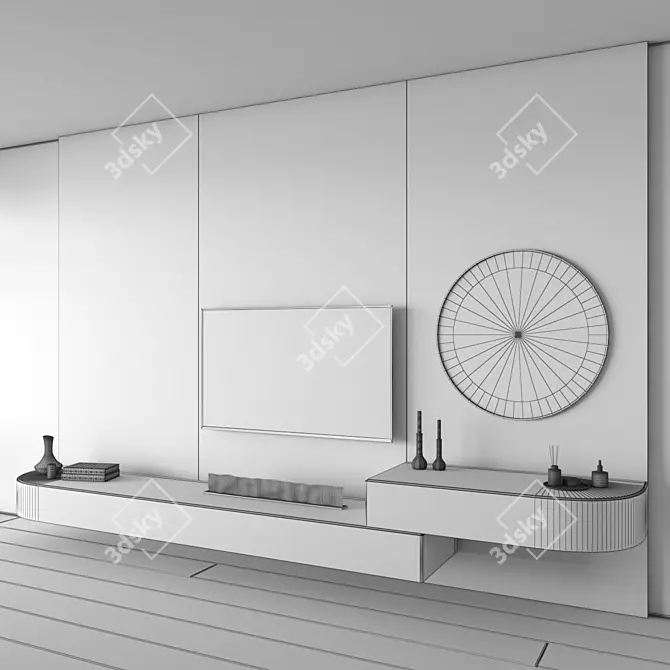 Modern TV Wall Interior Model 3D model image 5