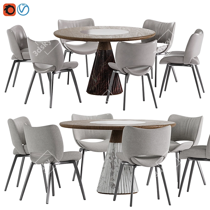 Elegant Dining Set with Chair 3D model image 1